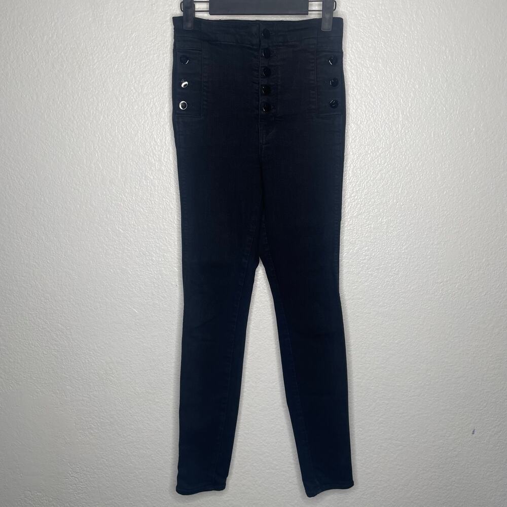 J Brand Womens Jeans Size 26 Black Natasha Sky High Skinny Leg Dark Wash